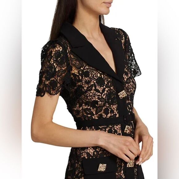 Self-Portrait Button-Up Laced Midi Dress size 2 - Picture 4 of 15